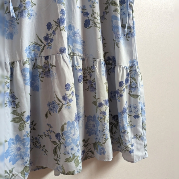 Sugarlips Dress Medium Womens Blue Floral Midi Pleated - Picture 4 of 6